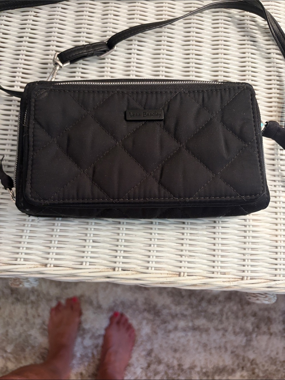 Vera Bradley Black Quilted Crossbody Wallet - Picture 2 of 8
